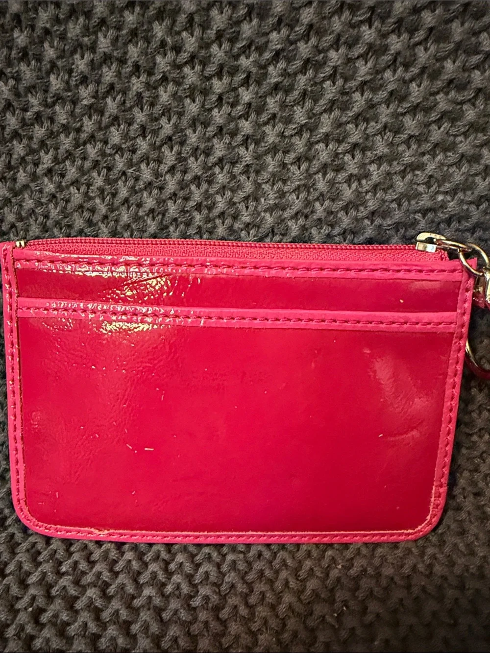 Coach Poppy Patent Leather Zip Card Case - Bright Pink